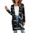thumbnail image 6 of WTOBBY Women's Halloween Printed Cardigan Jacket Mid Length Open Front Long Sleeve Casual Cover Up with Pockets Novelty Fall Sweater Lightweight Cozy Outerwear,Black L, 6 of 7