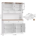 thumbnail image 5 of Hiphuta 71" Tall Pantry Cabinet with Arched Glass Doors, 47" Wide Kitchen Storage Cabinet with Microwave Stand & Charging Station, Hutch Cupboard for Kitchen Dining Room, White, 5 of 7