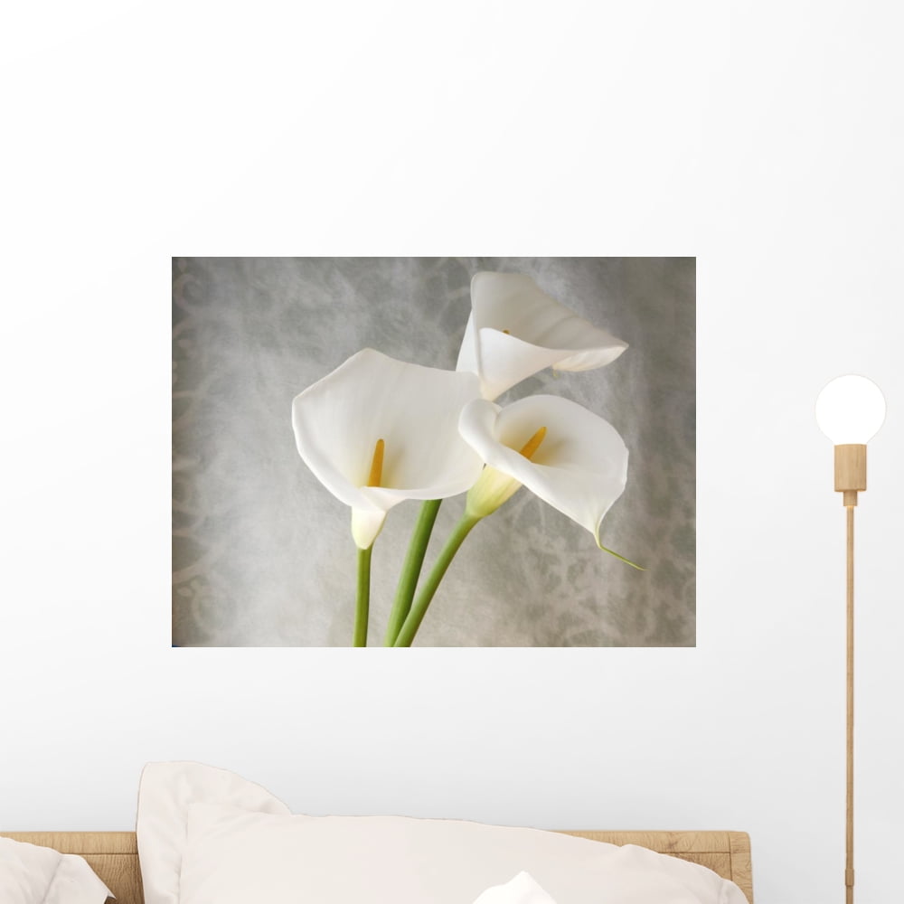 Fresh White Calla Lilies Wall Mural by Wallmonkeys Peel and Stick