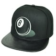 thumbnail image 1 of 8 Ball Pool Faux Leather Flat Bill Snapback Hat Cap Black Game Playing Adjustable, 1 of 2