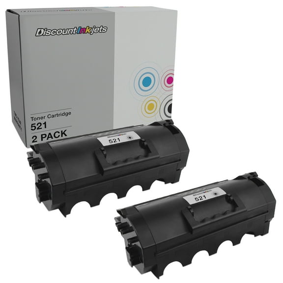 DI Ink Cartridges Replacements for Lexmark 521 52D1000 2pk Black Compatible Model: Lexmark 521, 52D1000