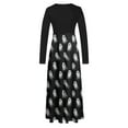 thumbnail image 5 of Maxi Dresses for Women Long Sleeve Printed Patchwork Dress High Waist Fall Casual Flowy A Line Party Dress, 5 of 5