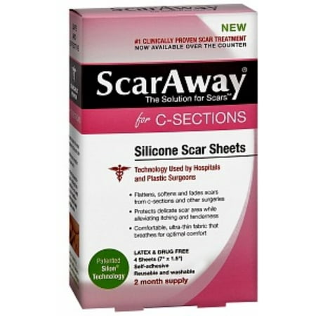 ScarAway for C-Sections, Silicone Scar Sheets 4 ea (Pack of