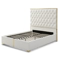 thumbnail image 4 of Rollie Vegan Leather Upholstered Queen Bed Frame In Cream, 4 of 8