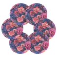 thumbnail image 7 of Yayeee 6 PCS Drink Coasters with Holder Set Woven Absorbent Round Tabletop Hot Pad, Vibrant Art Flowers, 7 of 7