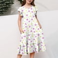 thumbnail image 3 of Lvshlubb Girls Dresses Floral Graphic Crewneck Fly Sleeve A Line Dress with Pockets Clothes for Girls Size 4-15, 3 of 6
