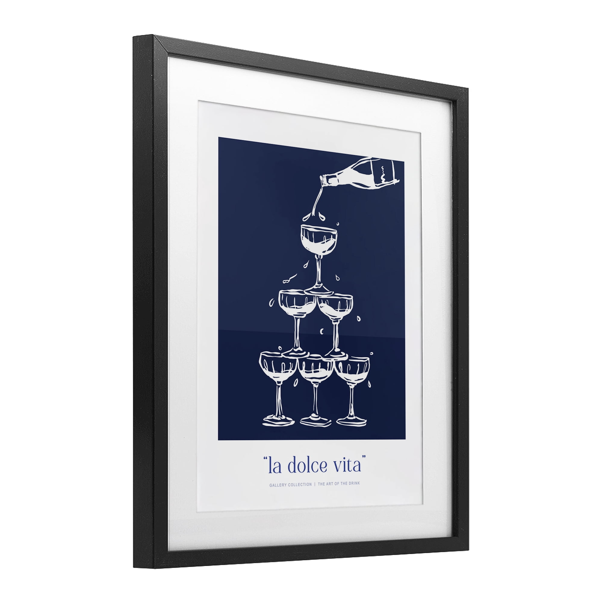 Stupell Industries Navy Champagne Tower Black Framed Print Under Glass design by Lettered and Lined, 16 x 13