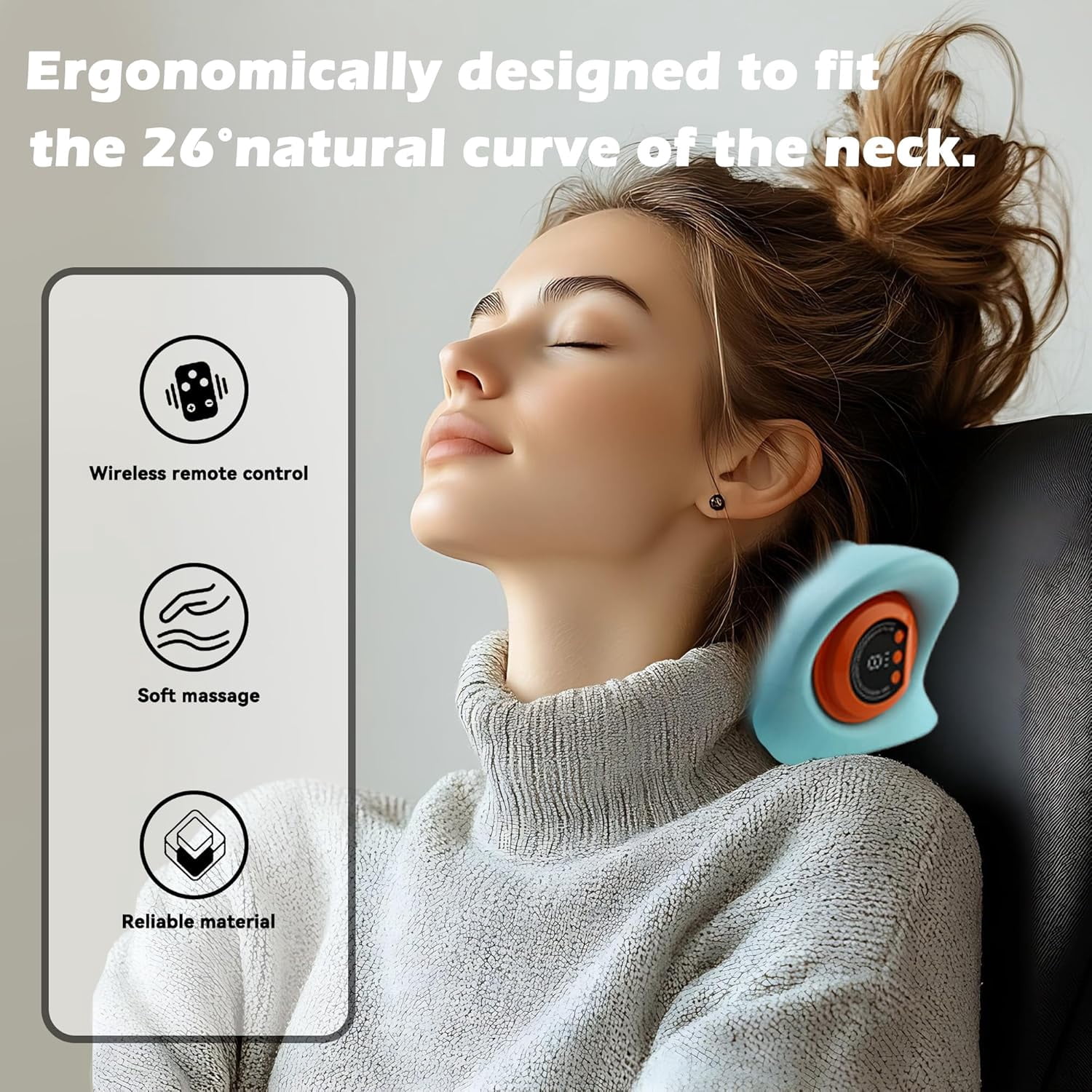Harmo touch Neck Massager with Heat.Neck Traction Device and Deep Tissue and Shoulder Massager for Pain Relief, Cervical Traction Device, Blue