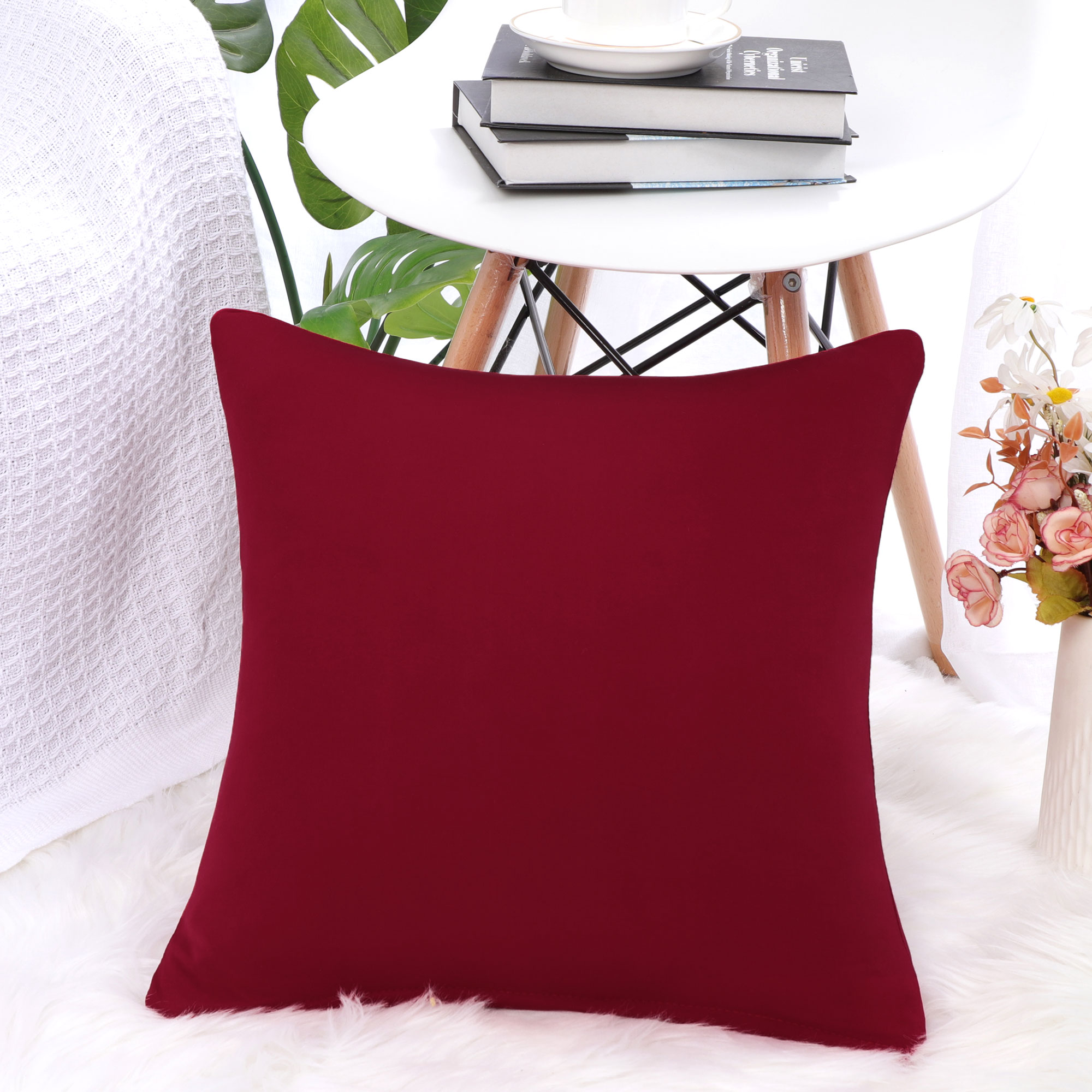 Unique Bargains Solid Decorative Throw Pillow Cover 18" x 18" Beige