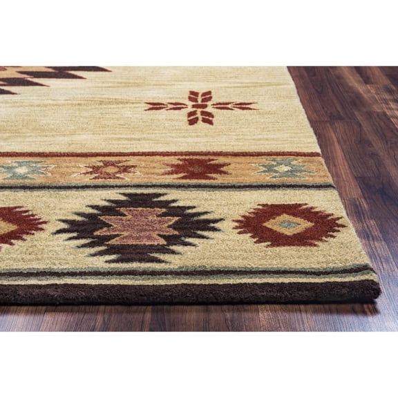Alora Decor Ryder 9' x 12' Tribal Khaki/Brown/Burgundy/Sage Hand-Tufted Area Rug
