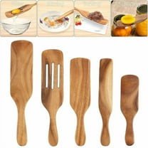Spurtle Kitchen Cooking Utensil Teak Wood Non Stick Wooden Spatula Spoon 5 Set U