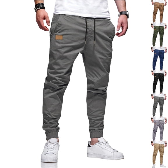 GrmtClth Casual Joggers Pants for Men - Drawstring Cargo Pants Hiking Outdoor Track Jogging Sweatpants Pants Dark Gray 3XL