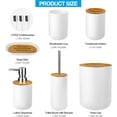 thumbnail image 3 of Livhil 6 Pcs Bamboo and Plastic Bathroom Accessories Sets, White, 3 of 8