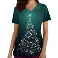 thumbnail image 1 of Fiudx Liquidación de Ofertas Flash Tops de Mujer Tops de Manga Corta con Cuello En V Estampado de Uniforme de Trabajo con Blusa de Bolsillo, 1 of 4
