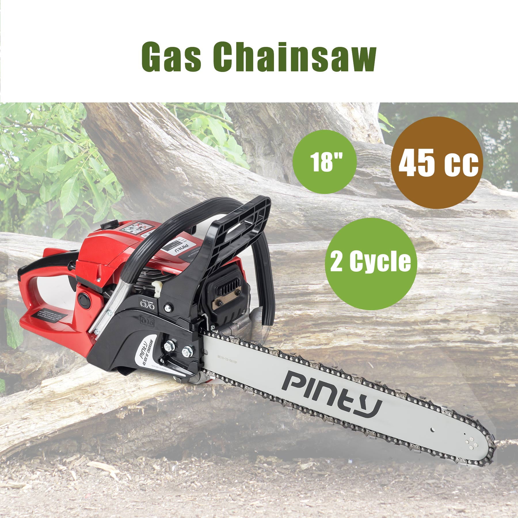 18" 45.1 cc Gas Powered Heavy Duty Chainsaw w/ 2stroke Engine, EPA