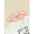 thumbnail image 4 of Bagilaanoe 2pcs Newborn Baby Girl Shorts Set Short Sleeve Letter Print Romper Tops + Shorts + Headband 3M 6M 12M 18M Infant Casual Summer Clothes, 4 of 8