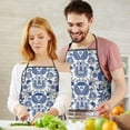 thumbnail image 4 of Blue Flower Boho Apron with Pocket Chemical Work Apron Waterproof Bib Aprons for Birthday Gifts for Dad Step Cooking Aprons for Kitchen Cool BBQ Grilling, 4 of 7