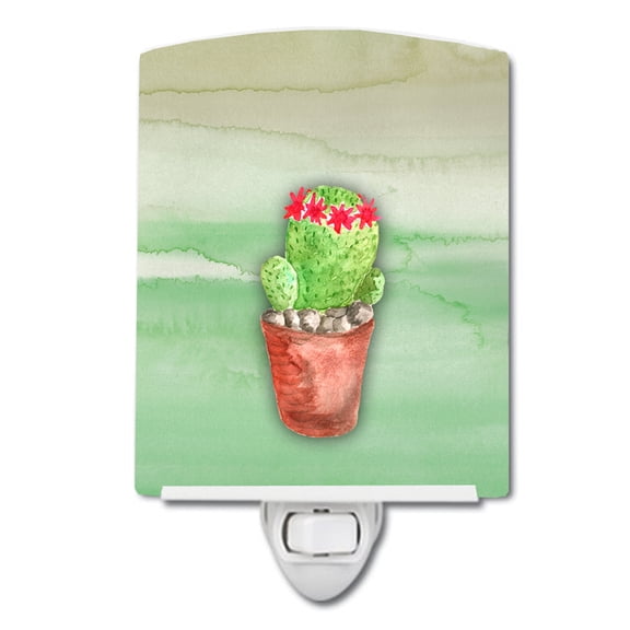 Cactus Green Watercolor Ceramic Night Light