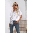 thumbnail image 3 of Women Short Sleeve Blouses Shirts Elegant V Neck Summer Fashion Work Casual Tops, 3 of 11
