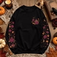 thumbnail image 6 of Women Halloween Floral Graphic Sweatshirt JIANLAI Crew Neck Long Sleeve Moon Rose Leaf Print Pullover Casual Autumn Fall Holiday Tops, 6 of 7