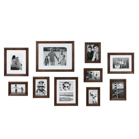 Dark Finish Frame - Kate and Laurel Bordeaux Modern Gallery Wall Kit, Set of 10 with Assorted Size Frames with Dark Espresso Finish