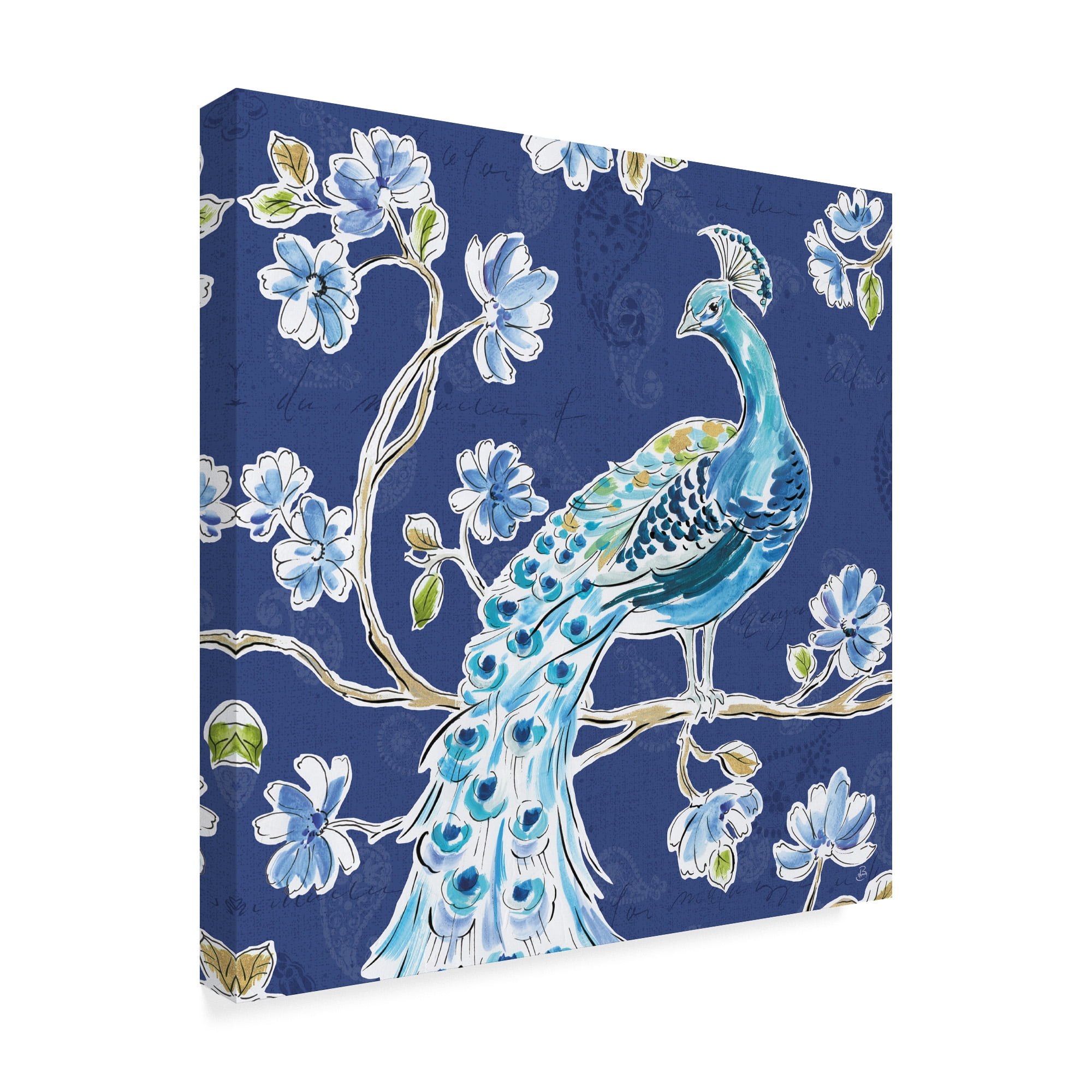 Trademark Fine Art 'Peacock Allegory IV Blue' Canvas Art by Daphne Brissonnet