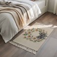 thumbnail image 4 of Area Rug with Tassels 2' x 3', Watercolor Daisy Wreath on Retro Linen Kitchen Runner Rug for Hallway Bedroom Throw Rugs, Summer Botanical Soft Door Mat for Bathroom Entrance Living Room, 4 of 9