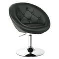 thumbnail image 4 of Gymax Chaise Moderne Réglable en Cuir PU Pivotante Ronde à Dossier Capitonné Noir, 4 of 5