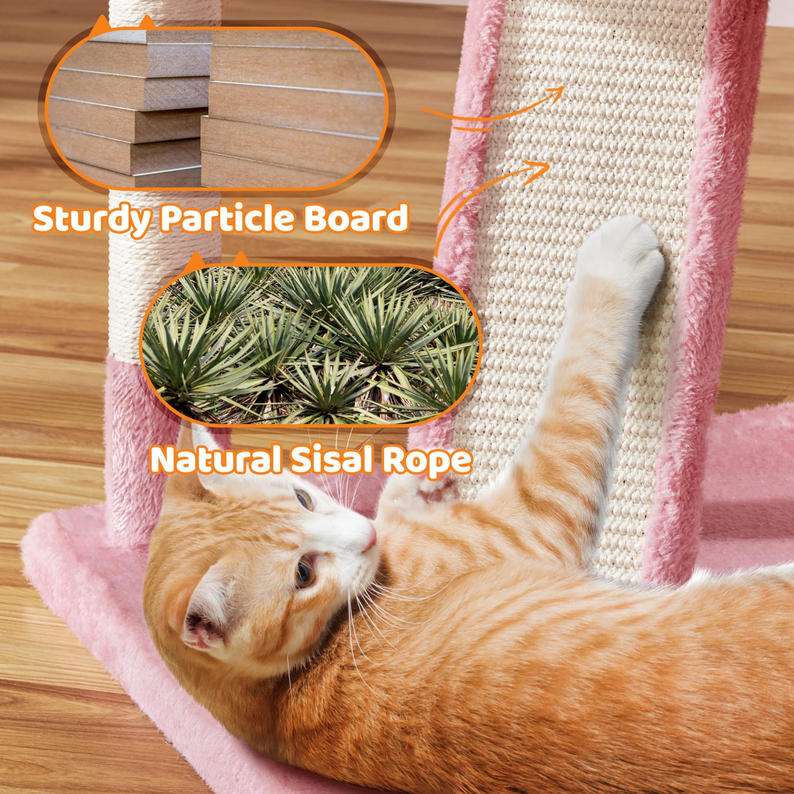 Cat Tree for Large Cats, 69in Tall Cat Tower with Condos, Caves, Scratching Posts, Plush Perches, Dangling Toys, Multi-Level Playhouse for Kittens and Adult Cats, Pink