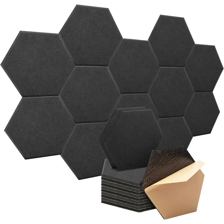  18 Pack Hexagon Acoustic Panels, 12 X 10 X 0.4 High Density Sound  Absorbing Panels Soundproof Wall Panels For Home Sound proof Insulation  Beveled Edge Studio Treatment Tiles (Gray) : Musical