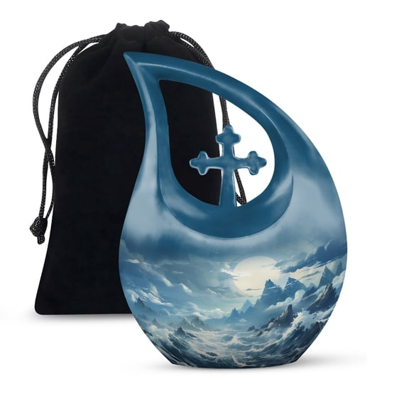 JAGSHASHI Wilderness Cremation Urns Human - Adult Male Urn - Burial Urns For Adult Human Ashes - Cremation Urns For Humans - 10 Inch With Velvet Bag - Cremation Urn Human Ashes - Decorative Urn