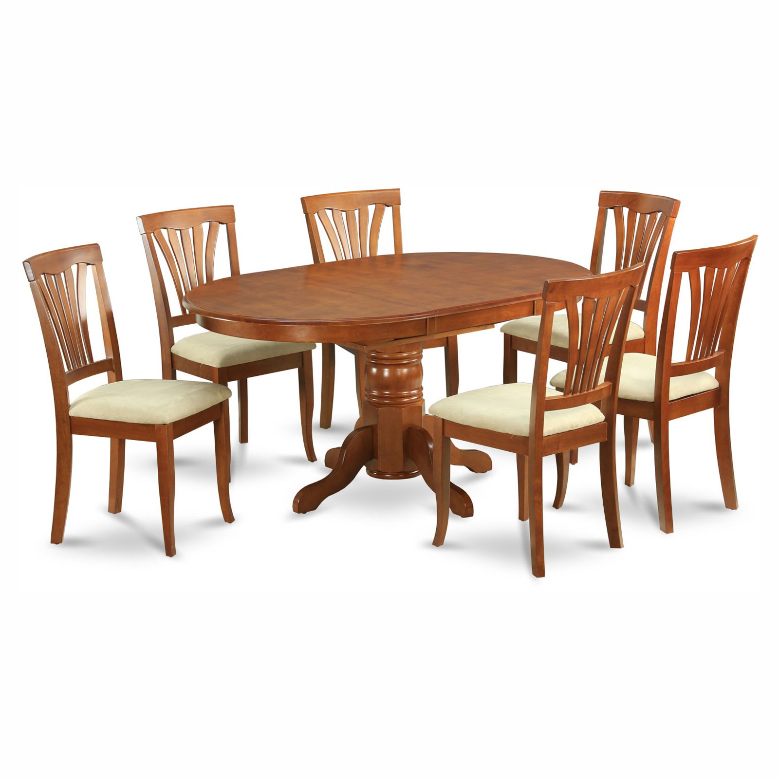 East West Furniture Avon 7 Piece Pedestal Oval Dining Table Set with