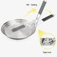 thumbnail image 4 of Portable Foldable Round Hollow Grill Tray With Handle Outdoor BBQ Grill Tray, 4 of 6
