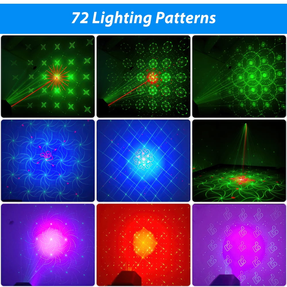 LITOM Sound-Controlled Disco Party Light - 72 Patterns, 3 Modes & Remote Control, Timer Function, HD DJ Strobe Stage Light for Kids, Birthday, Christmas & Indoor Decor