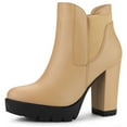 thumbnail image 1 of Unique Bargains Women's Chunky High Heel Platform Zip Chelsea Boots, 1 of 6