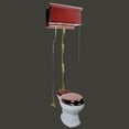 thumbnail image 3 of Renovators Supply High Tank Pull Chain Toilet w/Cherry Wooden Flat High Tank 59" to 74" Adjustable Height Brass Z Pipe and Round Toilet Bowl, 3 of 9