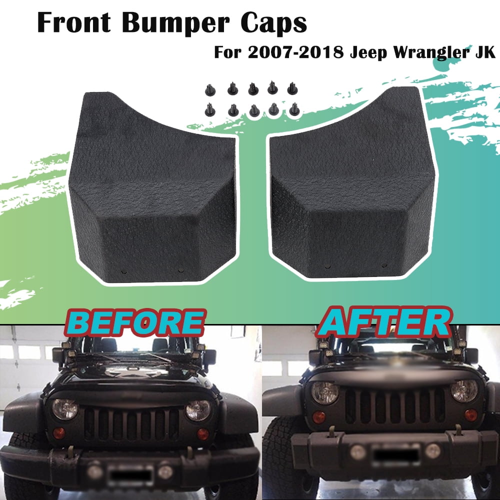 ELITEWILL 2X Stubby Front Bumper End Caps For 2007-2018 Jeep Wrangler JK  /JKU 4WD 