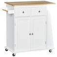 thumbnail image 1 of White Rolling Kitchen Island Cart with Spice Rack & Storage - 35" x 17.7" - Modern Kitchen & Dining Organization, 1 of 7