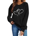 thumbnail image 5 of Qepwscx Long Sleeve Shirts For Women Valentine'S Day Crewneck Sweatshirt Love Heart Printed Blouses Tops, Tees & Blouses Pullover Sweatshirt Spring Fall Graphic T-Shirt Holiday Tee Tops, 5 of 6