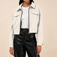thumbnail image 7 of cocolona Jackets for Women Solid Color Lapel Long Sleeve Crop Coat Loose Casual Zipper Fall Winter Outerwear, 7 of 7