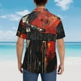 thumbnail image 4 of Balery Abstract Skull Guitar Art Camisas hawaianas de manga corta para hombre, camisas playeras de corte holgado, camisas de vacaciones con botones,Small, 4 of 7