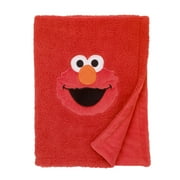 Sesame Street Elmo, Soft Plush Sherpa Toddler Blanket with Applique, Red, 30x40