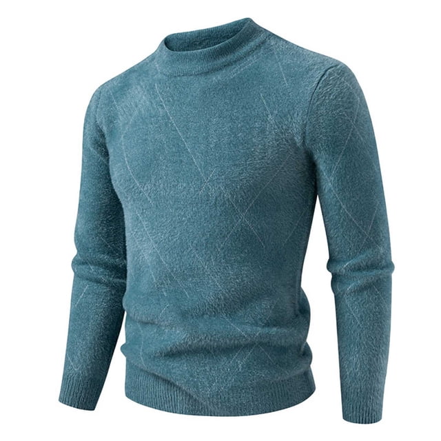Grrvtrz Chandail d'Hiver pour Hommes, Col Rond, Élégant, Ajusté, Manches Longues