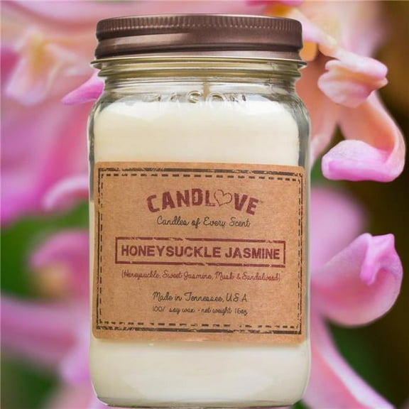 PPI SUPPLIES Honey-S-J-C Candlove Honey Suckle Jasmine Scented Candle - Non-Toxic 100% Soy Candle - Handmade & Hand Poured Long Burning Candle - Highly Scented All Natural Clean Burning Candle (16 OZ