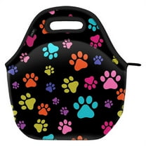 WIRESTER Neoprene Lunch Tote Bag, Cooler Warm Handbag Pouch, Multicolor Paws Dog