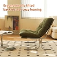 thumbnail image 3 of S-HOME Modern Accent Chair in Cushioned  Fabric with Metal Chrome Frame with Deep Seat for Living Room and Office Seating, Green, 3 of 11