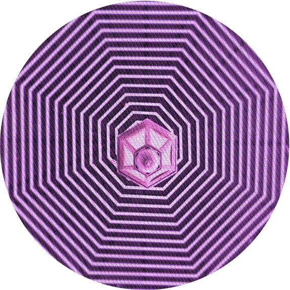 Ahgly Company Indoor Round Patterned Violet Purple Area Rugs, 6' Round