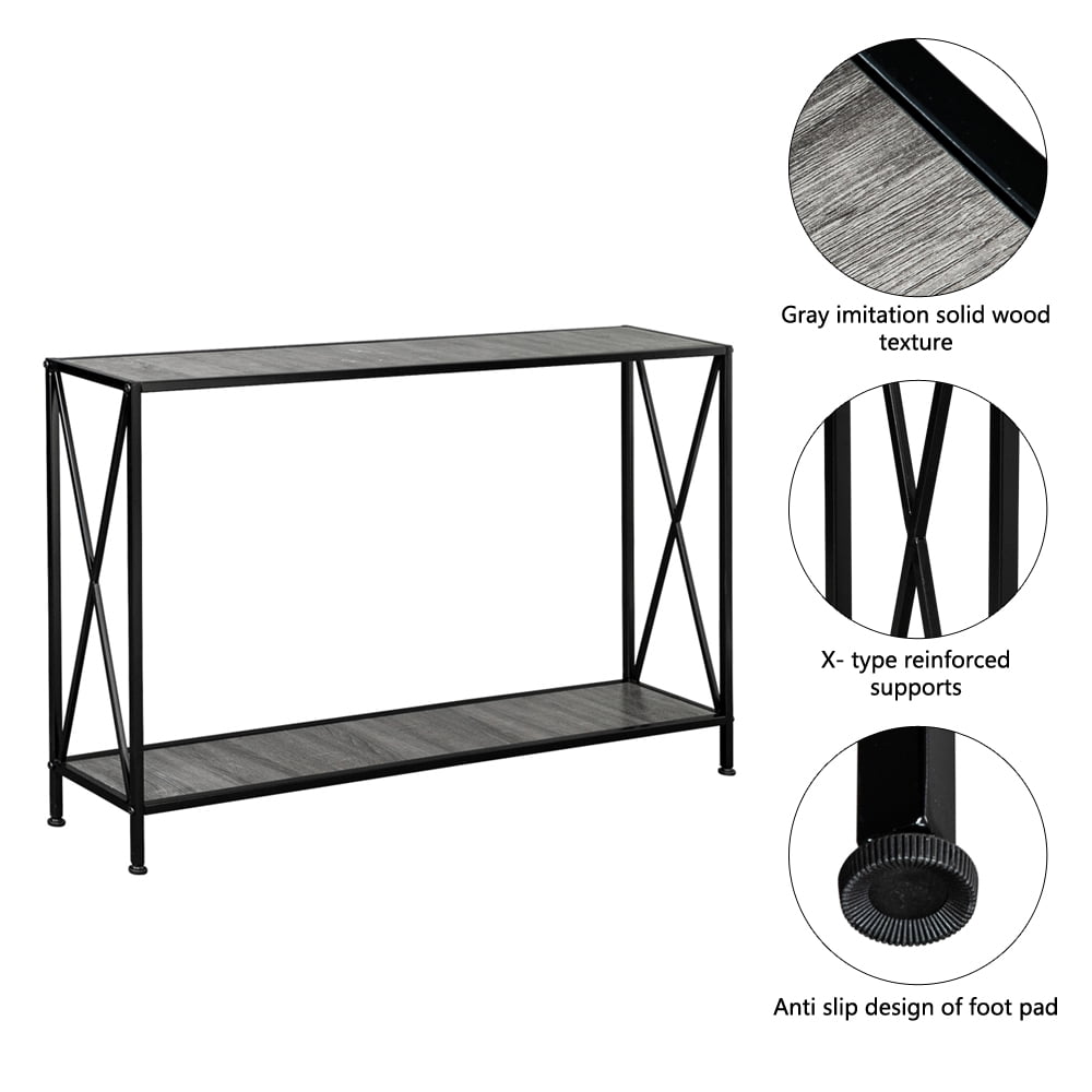 Ktaxon Modern Console Table, Simplistic Entryway Table, Long Narrow Sofa Side Table TV Stand with Sturdy Metal Frame, Gray