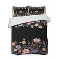 thumbnail image 2 of Black Spring Floral Queen Size Down Alternative Comforter, Lightweight Comforter Quilt Bedding Set with Pillow Shams Elegant Flowers Farmhouse Botanical All Seasons Bed Comforter Duvet Insert 90"x96", 2 of 7