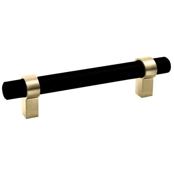 Design House 5-Pack Emery 3 3/4" Center to Center Drawer or Cabinet Pulls, Matte Black/Satin Gold